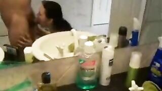 Wife Gets Big Facial In Bathroom