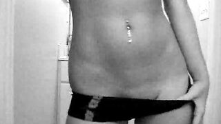 Retro Black and White Teen Strip Tease