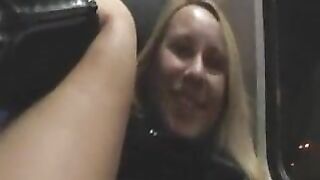 Blonde Exhibitionist Takes Risks on Public Transport