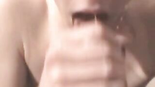 Closeup Cum in Mouth with Slow Motion Replay