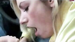 Blonde Beauty Public Car Blowjob