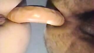 Amateur Couple Experiments with Anal Double-Sided Dildo