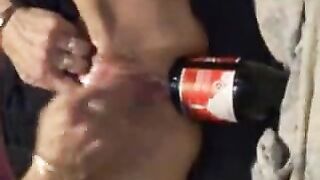 Wife’s Anal Fisting with Big Bottle Fun