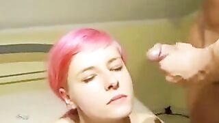 Pink Haired Punk Girl Double Cumshot Fun